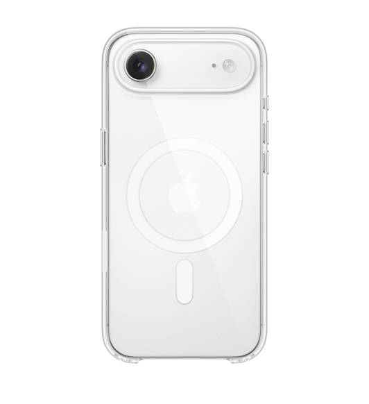 iPhone Air Case with Magsafe, frost color, clear case, attached to iPhone Air, cloud white color, back view, MagSafe ring in white